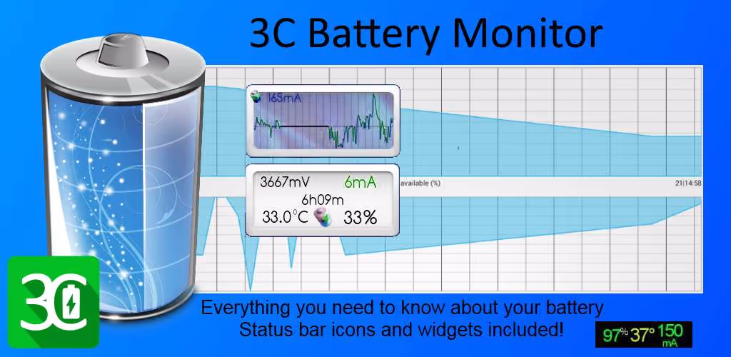 3C Battery Manager Pro key نمایش اطلاعات و مانیتوریگ